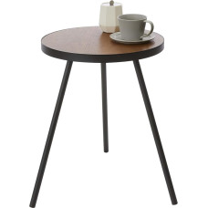 Yamazaki 5559 Tower Round Side Table, Black, Steel/Wood, Minimalist 49 x 48 x 50 cm
