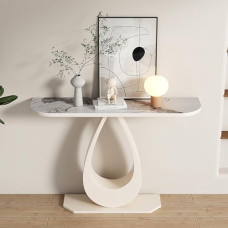 Eingangstisch mit Marmorplatte und Metallsockel, moderner Sofatisch für Foyer, Wohnzimmer oder Flur