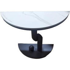 YVYKFZD Luxuriöser Konsolentisch, Halbmond Beistelltisch, schmal hinter Sofatisch Flurtisch, Eingangstisch mit Metallrahmen, für Eingangsbereich, Wohnzimmer, Büro(Black B,140cm/55.1