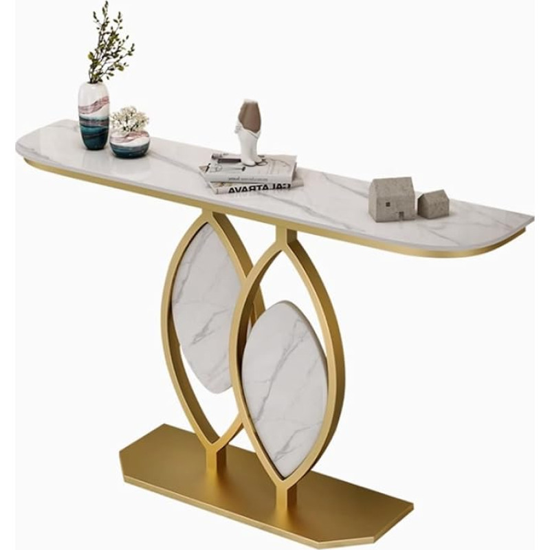 YVYKFZD Console Table, Narrow Long Side Table, Hallway Table, Sofa Table, Accent Tables, Entrance Table with Storage Compartments, for Living Room, Foyer, Entrance Area (Gold B, 120 cm / 47.2 inches)