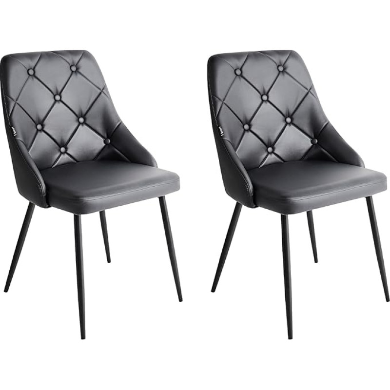 Valerie Modern Dining Room Chairs Faux Leather Set of 2 Black