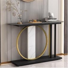 YVYKFZD Narrow Console Table, Industrial Side Table, Sofa Table, Hallway Table with Open Shelves, Entrance Table for the Entrance Area, Easy to Assemble (Nero,120 cm/47.2 Inches)