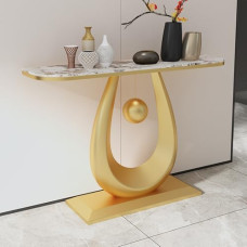 Moderner Goldener Akzenttisch mit Stauraum – Stilvoller Konsolen- und Eingangstisch für Wohnzimmer, Flur und Foyer – Dekorative Wohnmöbel (150 cm)
