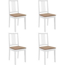 yorten Dining Room Chairs with Upholstery Set of 4 Modern Dining Chairs Wooden Kitchen Chair Dining Chairs Solid Wood White and Cream 40 x 49 x 88.5 cm