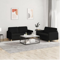 CIADAZ 3202090 2-Piece Sofa Set with Cushion Black Fabric, Lounge Sofa, Sofas & Couches, Relax Sofa, Couch for Living Room, Couch with