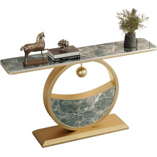 Italian Country Style Entrance Table - Creative Stone Slab Console with Strong Iron Frame, 100 kg Load Capacity, Perfect for Hallway, Living Room, Bedroom, Foyer (Green, 100 x 30 cm)