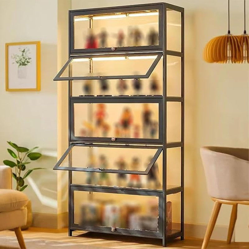LXXBDDM VWooden Display Cabinet, Multifunctional Dustproof A 4 Floors 60 cm