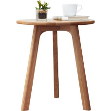 Hymus Kleiner Beistelltisch aus 100 % massiver Eiche, stilvolles Design, runder Beistelltisch mit 3 Beinen, Säulen für Wohnzimmer, Schlafzimmer oder Schlafsaal – moderner Nachttisch aus der Mitte des
