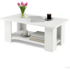 LIFEZEAL White Coffee Table, Living Room Table with Open Shelf, Coffee Table with Wide Top, Modern Sofa Table, Tea Table for Living Room, Office (White, 90 x 52 x 40 cm)