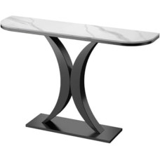 Konsolentisch, schmaler Eingangstisch, moderner Konsolen-Akzenttisch, Konsolentisch mit Metallrahmen, Akzenttische für Flur, Eingang, Foyer, Wohnzimmer, einfach zu montieren (Schwarz A, 100