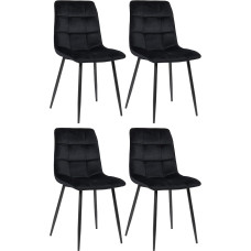 CLP Tilde Dining Room Chairs, Velvet, Fabric, Quilted, Padded, Colour: Black, Material: Velvet