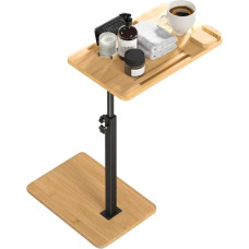 Solerconm Bamboo Living Room Sofa Topper, Bedside Table, Adjustable Side Table for Bathtub, Small Side Table for Living Room, Bedroom, Office, 43~78 x 40 x 25 cm