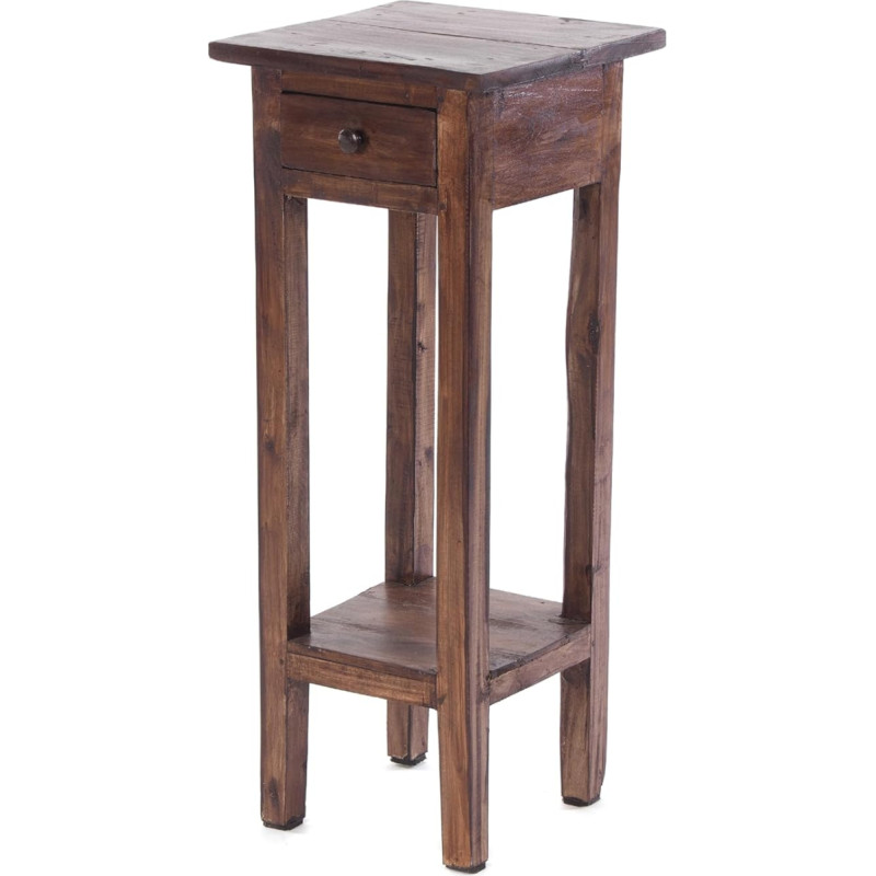 DESIGN DELIGHTS Napoleon Telephone Table, 75 x 30 x 30 cm, Brown, Recycled Wood, Side Table