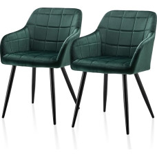 TUKAILAI Dining Chairs Velvet Fabric Padded Seat with Metal Legs Armchair Lounge Home Set of 4 Green