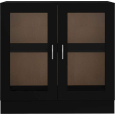 Kshzmoto Glass Cabinet Sideboard Display Cabinet Glass Door Cabinet Unit 82.5 x 30.5 x 80 cm Black
