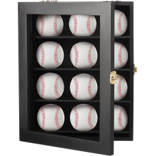 12 Wooden Baseball Display Case Wall Mounted Baseball Case Display Case for Baseball Shelf Holder for Home Gym School