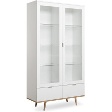 Scandinavian Design Display Cabinet (W x H x D) Approx. 100 x 185 x 40 cm Glass Frame Door Solid Wood Feet Chrome-Plated Metal Handles Made in Germany