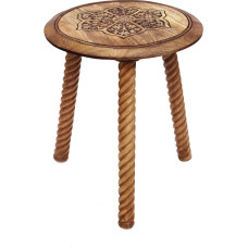 COTTON CRAFT Solid Wood Side Table, Hand Carved Accent Table, Global Boho Side Table, Easy to Assemble, Round Table, Small Spaces, Entryway, Living Room, Bedside Table,
