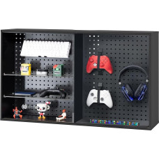 Life Finds Black Pegboard Cabinet with Glass Door Wall Mounted or Freestanding Storage Display Cabinet LF-GDPC1