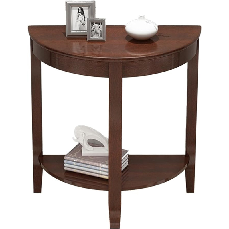 Console Table, Side Table, Console Table for Hallway, Wooden Console Table, Semicircular Accent Table, 2-Tier Sofa Side Table, Vintage Sofa Table with Open Shelf for Living Room, Office, Hallway