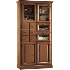 Mar.c.a. Design - Walnut-Coloured Kitchen Cabinet Made of Dark Poplar Wood, Tall Cabinet with Drawers, Arte Povera, Made in Italy, Size 107 x 45 x 203h