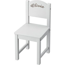 MakeThisMine SUNDVIK Personalised Wooden Chair, Engraved on One Side, Light Grey