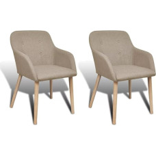 Festnight Set of 2 Dining Room Chairs, Recliner Chairs, Oak Wood Frame, Dining Room Chairs, Kitchen Chairs, 52 x 57 x 76.5 cm, Beige
