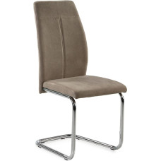 expendio Bettina Swing Chair Microfibre Brown Frame Chrome Coloured Cantilever Dining Room Chair Kitchen Chair