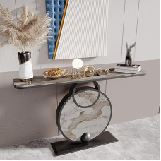 ZIGTUEI Narrow Console Table, Hallway Table with Metal Frame, Modern Side Table, Narrow Sofa Table, Side Table, Sturdy Metal Frame, Easy Assembly (Black B, 160 cm / 63 inches)