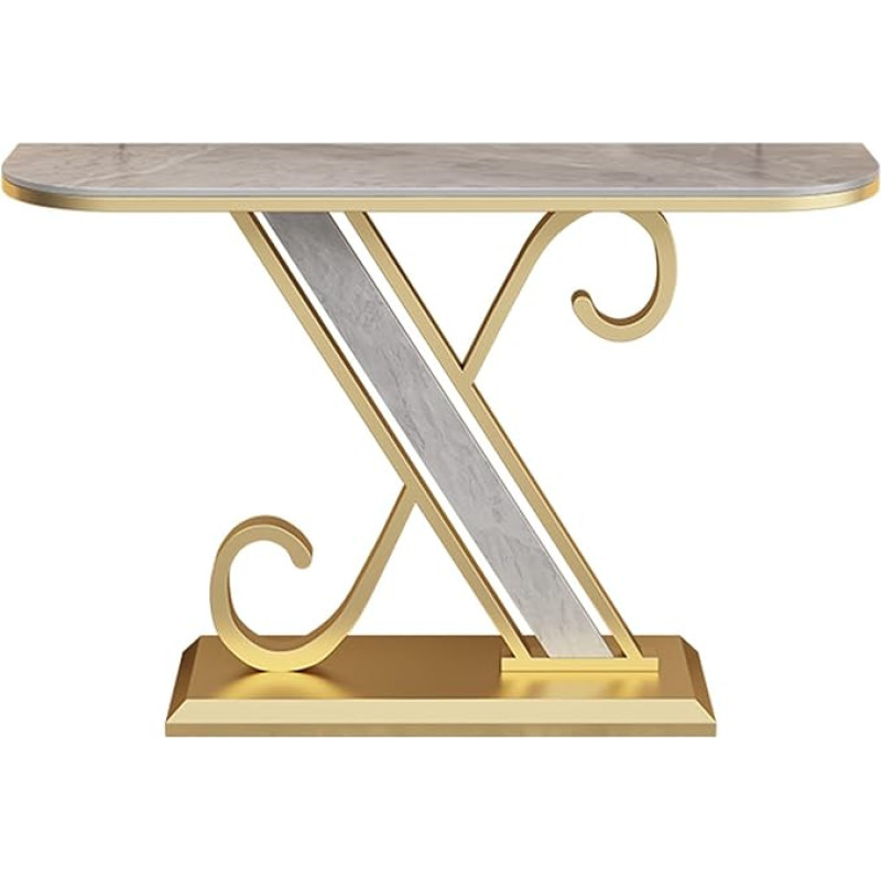 Konsolentisch Schmal, Konsolentisch, Eingangsbereich Deko Tisch, Flurtisch Mit Metallgestell, Einfacher Wohnzimmer-Sofatisch, für Kleinen Raum, für Eingang, Flur, Wohnzimmer(Gold C,80cm/31.5in)