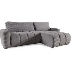 MEBLINI Sofa Bed with Bed Box - Small Corner Sofa with Sleep Function - Sofa with Relax Function and Cushion - Small Couch L-Shape - Corner Couch - Casivo - Universal - 264 x 157 x 93 cm - Grey Cord