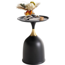 Ironalita Small Round Side Table for Small Spaces, Modern Black Coffee Side Table, Living Room, Corner Drink Table, Unique Round Metal Accent Martini Table for Sofa, Lounger,