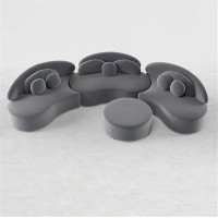 Velvet Sofa Set with Ottoman, 7 Seater Curved Modern Couch for Living Room, Comfortable Family Seats, Stylish Home Decor