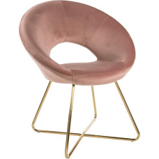 Baroni Home Upholstered Round Chair with Gold-Coloured Iron Legs, Office or Dining Room Chair, Comfortable with Ergonomic Seat, Pink, 71 x 59 x 84 cm