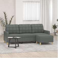 Hommdiy 3-Seater Sofa, Couch with Footstool, Reclining Sofa for Living Room, Upholstered Sofa, Armchair, Relaxing Sofa, Lounge Sofa, TV Sofa, Fabric Sofa, Dark Grey