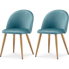 TUKAILAI Dining Room Chairs, Set of 2, Velvet, Kitchen Chairs, Shell Chairs with Backrest, Padded Seat, Metal Legs with Wood Effect, Armrest Chair, Living Room Chair for Kitchen, Dining Room, Deep