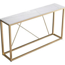 CAFIEDR Coffee Table, Super Long Console Tables, Stone Top Sofa Tables with Metal Frame for Hallway, Living Room, Entryway, 31.4 Inches