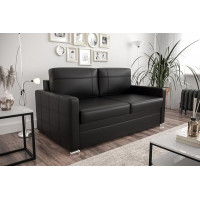 Friderik Avanti IV Leather Sofa - Genuine Leather Couch with Sleep Function & Bed Box - 2.5 Seater 187 cm - Natural Leather Madras, Modern Design, High Quality Workmanship (Black)