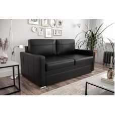 Friderik Avanti IV Leather Sofa - Genuine Leather Couch with Sleep Function & Bed Box - 2.5 Seater 187 cm - Natural Leather Madras, Modern Design, High Quality Workmanship (Black)