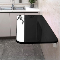 Wandmontierter Klapptisch, platzsparend, schwimmender Schreibtisch für Wäsche, Küche und kleine Räume, kompakter Wandschreibtisch, Werkbank (Farbe: Schwarz)