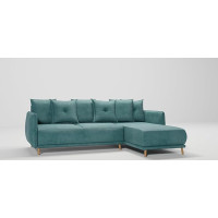 S-Style Möbel Monte Corner Sofa, Right Corner Couch with Sleep Function, Bed Box Sofa for Living Room Couch, Freestanding Upholstery Sofas, Couches, Microfibre, Turquoise, 238 x 170 x 89 cm