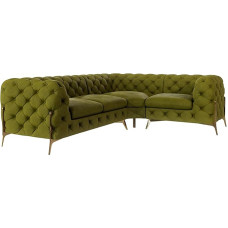 S-Style Möbel Milton Corner Sofa 4-Seater Corner Sofa Right Chesterfield Corner Sofa with Gold Metal Feet Living Room Couch Furniture Freestanding Cushion Sofas & Couches Olive Green 262 x 200 x 73 cm