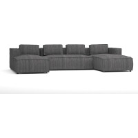 S-Style Möbel Nante Corner Sofa Living Landscape U-Shape Corner Couch for Living Room Lounge Couch Furniture Freestanding Upholstery Sofas & Couches Cord Grey 327 x 64 x 176 cm