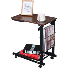 WMLBK C Shape Sofa Side Table Mobile Bedside Table Versatile Furniture for Small Spaces Living Room 56~76cm (Brown)