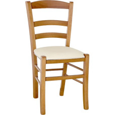 OKAFFAREFATTO MADDALONI Wooden Chair Light Walnut with Beige Faux Leather Seat