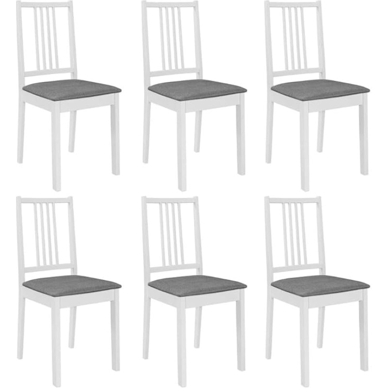 Festnight Set of 6 Wooden Dining Room Chairs with Upholstery Kitchen Chairs Living Room Chair Set Solid Wood Dining Room Chair Set Grey