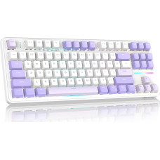 ATTACK SHARK X87 80% Wireless Mechanical Gaming Keyboard, BT5.0/2.4G/USB-C Hot-Swap Seal, RGB Lighting, 4000mAh Battery, Pre-Lubricated Linear Switch, OEM PBT Keycap for PC/MAC Purple