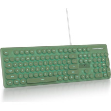 SOLIDEE Membrane Keyboard, 100%, Retro Typewriter Keyboard, Full Size, 104 Keys, Wired with Round Keycaps, Slim Wired Membrane Keyboard (American QWERTY) (V300 Deep Green)