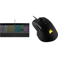CORSAIR K55 RGB PRO Wired Membrane Gaming Keyboard (Dynamic RGB Backlight), QWERTZ, Black & Ironclaw RGB Optical FPS/MOBA Gaming Mouse (18,000 dpi Optical Sensor) Black