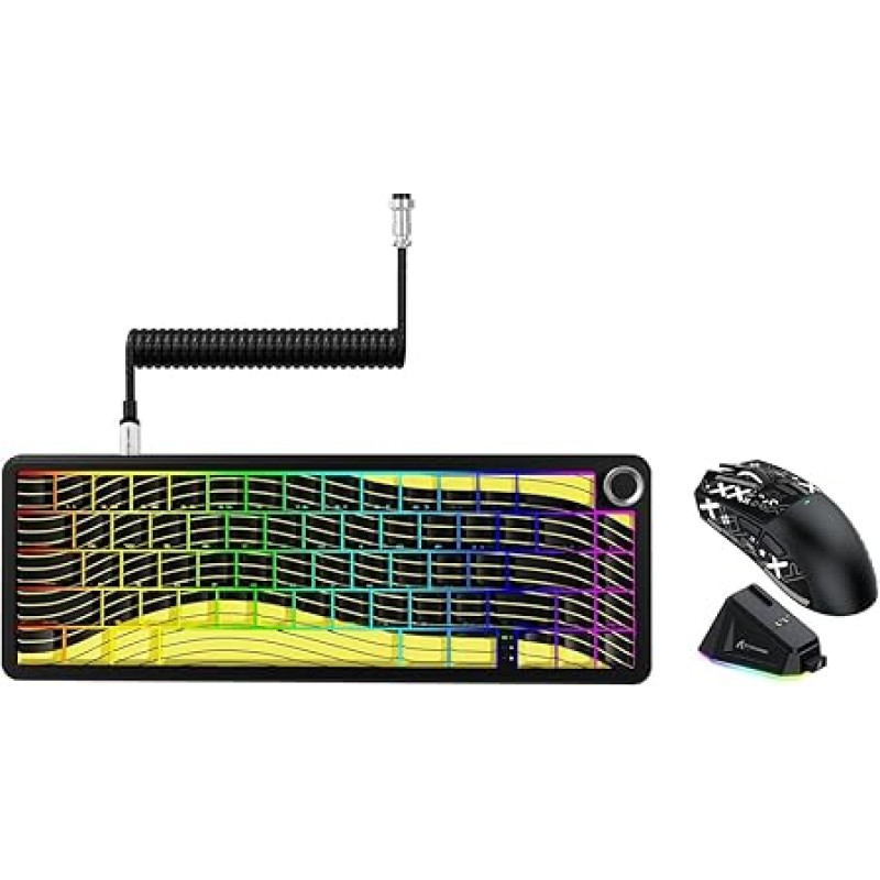 ATTACK SHARK X65 Pro HE Magnetic Keyboard with 60% Hall Effect and X11 Wireless Gaming Mouse, RGB Hot Swap, 8KHz Polling Rate, Super Lightweight Mouse with Charging Base, 22K DPI Bluetooth, 2.4GHz
